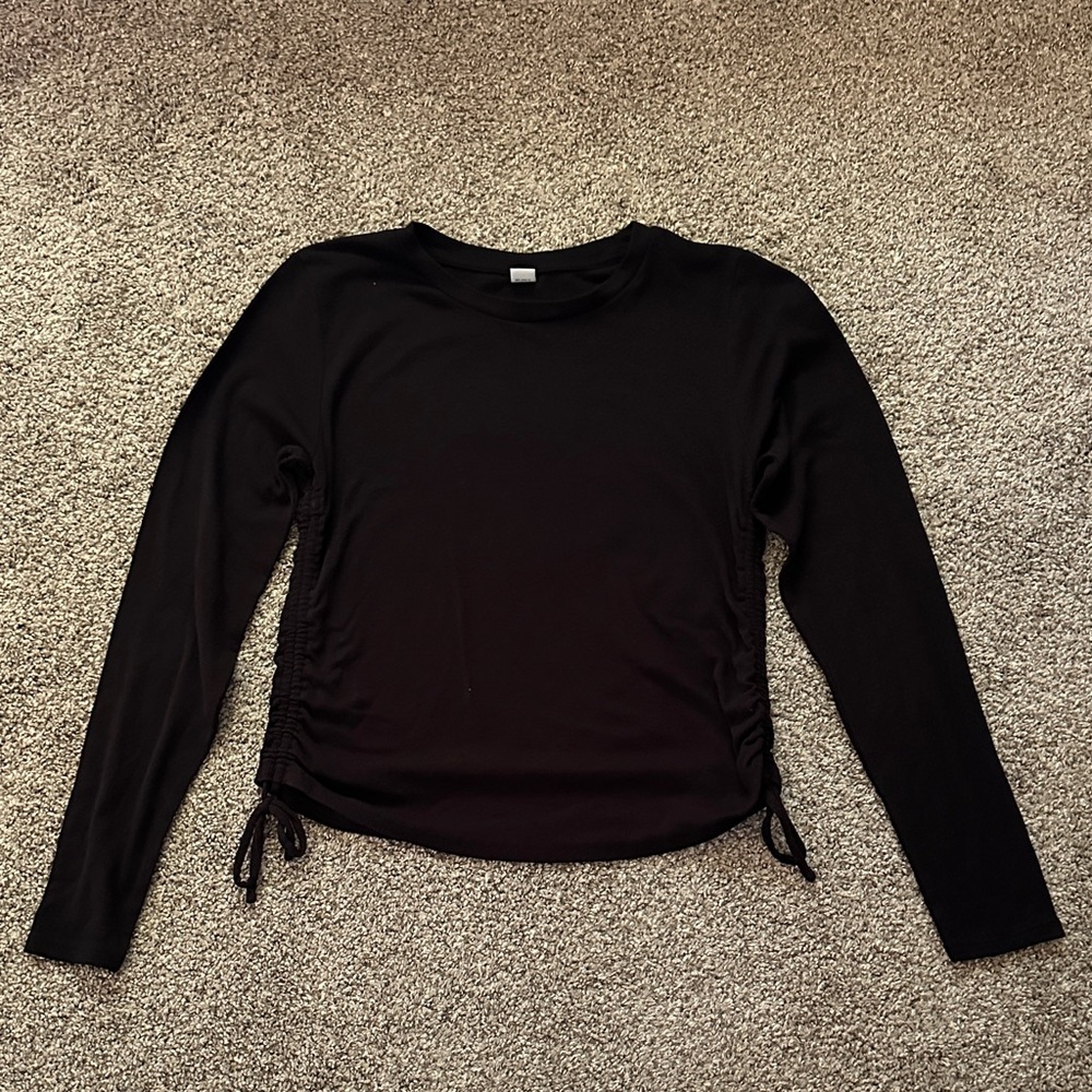 Old Nacy Activewear Ribbed Black Long Sleeve Women's Top - Size Medium